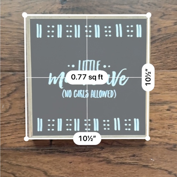 Hobby Lobby "Little Man Cave" Black / White MDF Wood Box 10x10 Wall/Table Decor - Picture 3 of 6